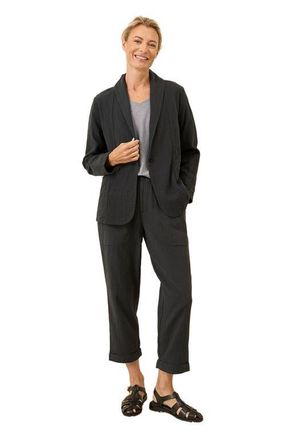 Pact Organic Cotton Coastal Double Gauze Lined Easy Jacket in Black at Nordstrom, Size Xx-Large