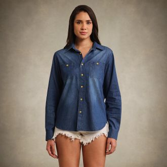 Members Only Womens Oversized Denim Shirt