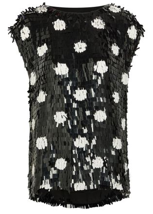 Dries Van Noten Cuzco Sequin-embellished Silk top - Black And White - 38 (UK10 / S)