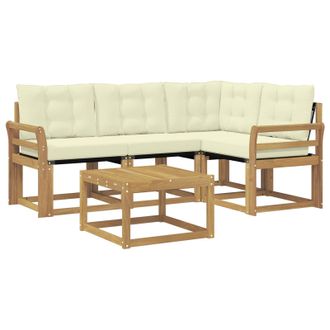 vidaXL Conjunto De Sof&aacute;s De Exterior Con Coj&iacute;n 5 Pcs Blanco Y Crema Vidaxl