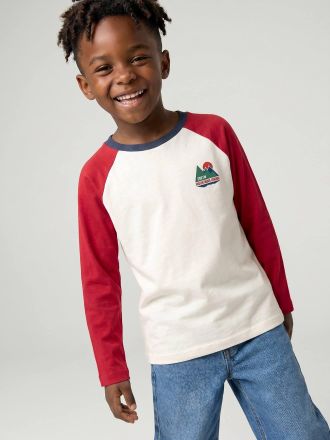 Vertbaudet Langarmshirt f&uuml;r Jungen mit Colorblock-Effekt bordeaux