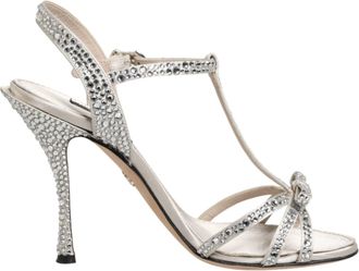 Dolce & Gabbana Zilveren Strass Enkellaarsjes Sandalen Schoenen