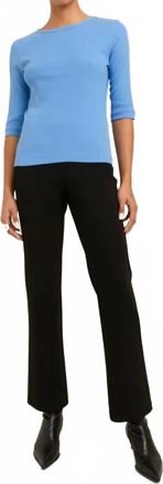 Paper Label Akari Crew Neck Top In Baltic Sea