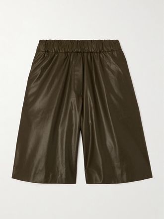 Dries Van Noten Shorts In Tessuto Spalmato - Verde