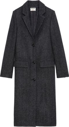 Zadig&Voltaire wool-blend single-breasted coat - women - Wool/Polyamide/Fabric - L - Grey