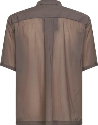 Herno Mens Short-Sleeved Stretch Ripstop Shirt Mud Polyamide