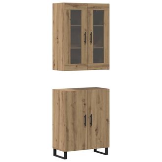 Berkfield Home Highboard Artisan oak Two-piece set Engineered wood in Brown