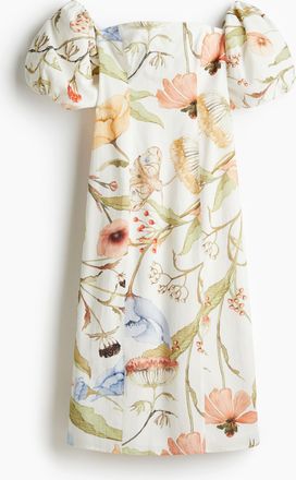 H&M Off-Shoulder-Kleid aus Baumwolle - White