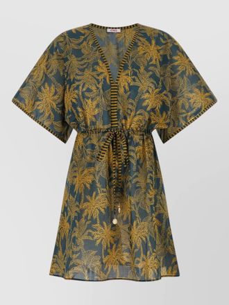 Eres peninsula tropical sheer v neck dress