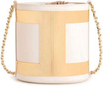 Elisabetta Franchi Bucket Bag met Logo - Dames - Schoudertassen - Geel - ONE Size - Leer - Tassen
