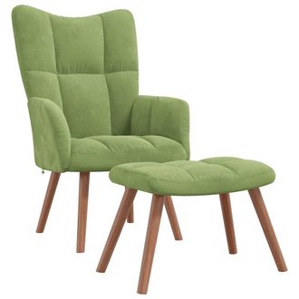 vidaXL Sill&oacute;n De Relax Con Taburete De Terciopelo Verde Claro Vidaxl