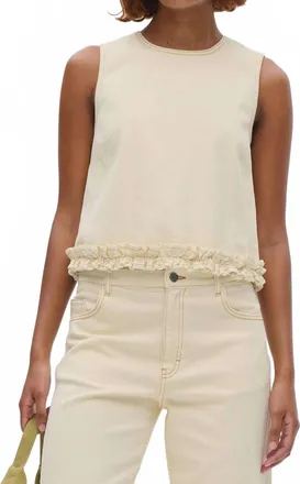Baum Und Pferdgarten Madie Denim Frill Top Blouse In Afterglow