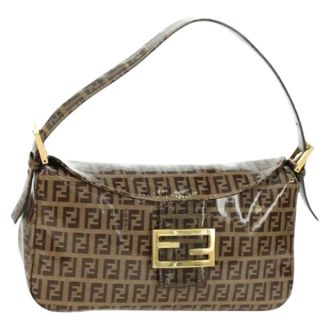 Fendi Pre-owned Shoulder Bags, female, Brown, Size: ONE SIZE Pre-owned Vintage Zucchino Shoulder Bag