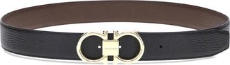 Ferragamo Mens Leather Reversible Belt Black Bicoloured Brown Calf Bos Taurus E Braces