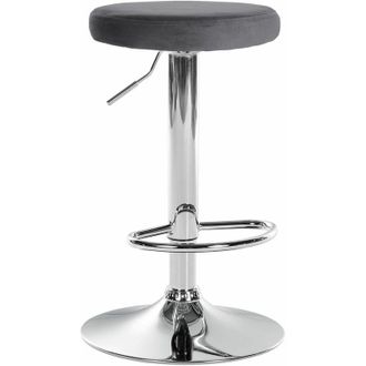 Clp Clp - Taburete De Bar Ponte Tapizado En Terciopelo Gris Oscuro Cromado