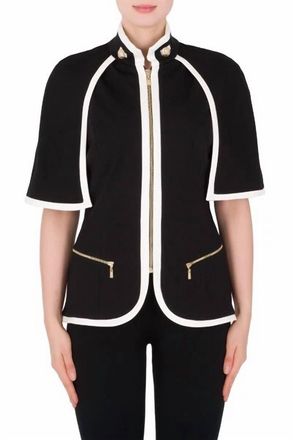 Joseph Ribkoff Military Inspired Cape Jacket In Black/white