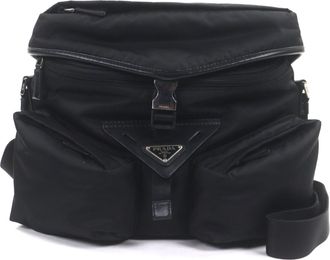 Prada Black Nylon Leather Shoulder Bag (Pre-Owned)
