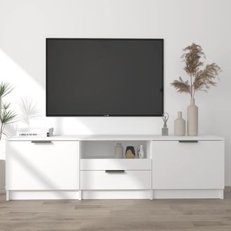 Berkfield Home TV Cabinet White 140x35x40 cm Engineered Wood | Size: 140 x 35 x 40 cm