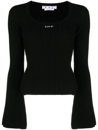 Off-white Top met logoprint - Zwart