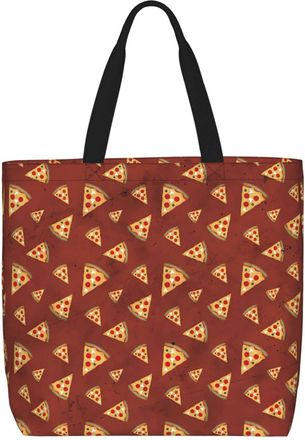 Generic Women Handbag Pepperoni Pizza Travel Tote Bag Reusable Large Capacity Shoulder Bags, For Christmas, Graduation, Wedding, School, Gym