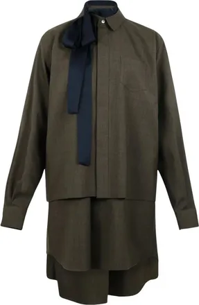 sacai Kleedjes, Dames, Bruin, M, Korte Chemisier Jurk