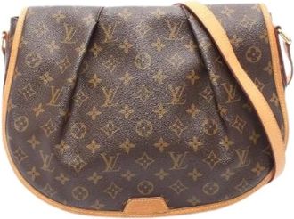 Louis Vuitton Pre-owned Menilmontant MM Monogram Schoudertas - Dames - Vintage Schoudertas - Bruin - ONE Size - Leer - Vintage