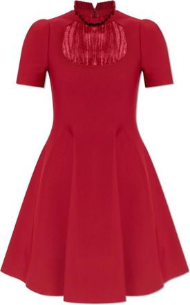 Alexander McQueen Jurk met opstaande kraag - Dames - Korte kleedjes - Rood - S - Leer - Kleedjes