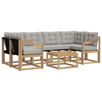 vidaXL Conjunto De Sof&aacute;s De Exterior 7 Pcs Blanco Y Gris Claro Vidaxl