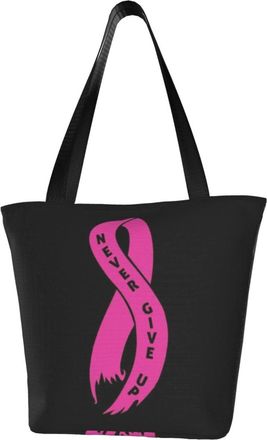 AOOEDM Breast Cancer Infinity Ribbon Tote Bag Women Capacity Shoulder Grocery Shopping Bags