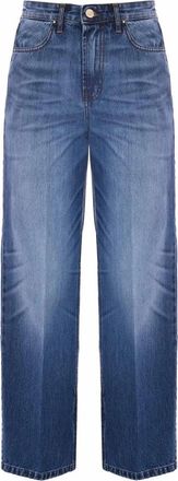 Kocca Stone-washed Wide Leg Jeans met Slitten - Dames - Loose Fit Jeans - Blauw - W28 - Jeans