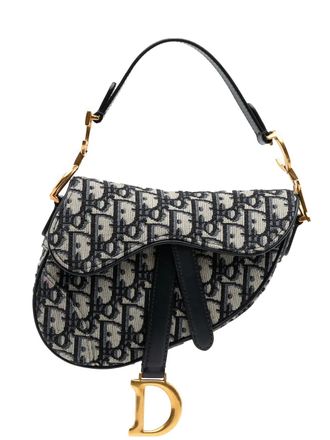 Dior 2019 Mini Oblique Canvas Saddle Bag satchel - women - Canvas - One Size - Blue