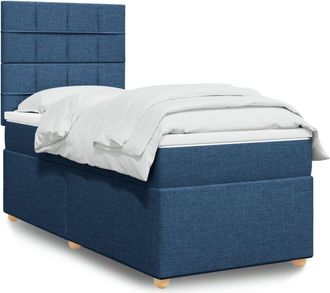 vidaXL Cama Box Spring Con Colch&oacute;n Tela Azul 100x200 Cm Vidaxl