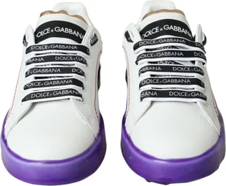 Dolce & Gabbana White Leather Portofino Low Top Sneakers Womens Shoes