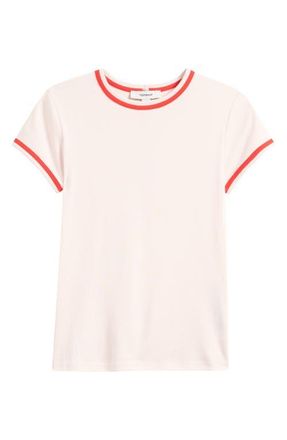 Topshop Everyday Contrast Trim Cotton T-Shirt in Light Pink at Nordstrom, Size X-Small
