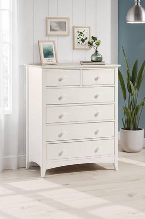 Julian Bowen Cameo 6 Drawer Chest (4+2) in Warm White