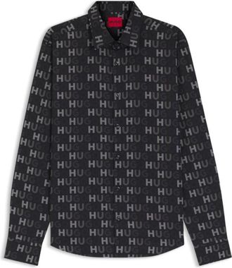 HUGO BOSS Printed slim-fit shirt in cotton poplin