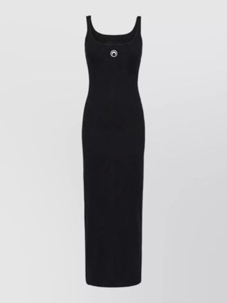 Marine Serre scoop neck sleeveless ribbed midi dress