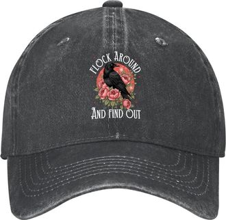 Generic Summer Caps Mystical Crow Lover Flock Around and Find Out Witch Lover Hats Adjustable Retro Trucker Cap for Summer Running Travel