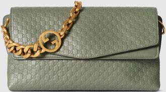 Gucci Medium Shoulder Bag With Chain, Green, Leather