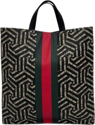 Gucci Pre-owned GG Kaleido Sherry Line Leren Tote Bag - Heren - Vintage Shopper - Veelkleurig - ONE Size - Leer - Vintage