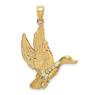 Diamond2Deal 10k Yellow Gold Flying Mallard Duck Charm