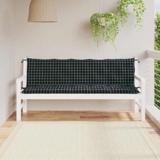 vidaXL Cojines De Banco De Jard&iacute;n 2 Uds Tela Oxford A Cuadros Negros Vidaxl