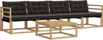 vidaXL Conjunto De Sof&aacute;s De Exterior 5 Uds. Blanco Y Negro Vidaxl