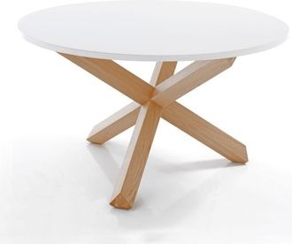 Oresteluchetta Oresteluchetta - Mesa redonda efecto madera lacada en blanco cm. Alto 75 x ø 120