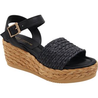 Andr&eacute; Assous Carissa Ankle Strap Espadrille Platform Wedge Sandal in Black at Nordstrom Rack, Size 10