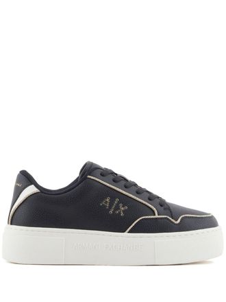 Armani exchange logo-patch popular calf-suede sneakers