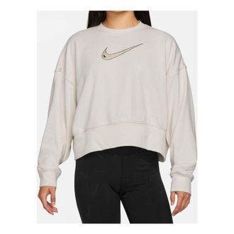 Nike (WMNS) Nike Sportswear Swoosh Logo Embroidered Loose Knit Short Round Neck Pullover Hoodie DO7212-030