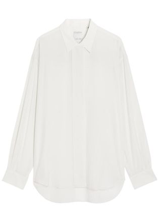 Calvin Klein Amari Draped-trim Silk Shirt - White - 38 (UK6 / XS)