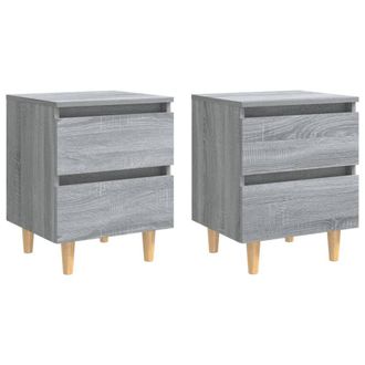 Berkfield Home Bed Cabinets with Solid Wood Legs 2 pcs Grey Sonoma 40x35x50 cm | Size: 40 x 35 x 50 cm
