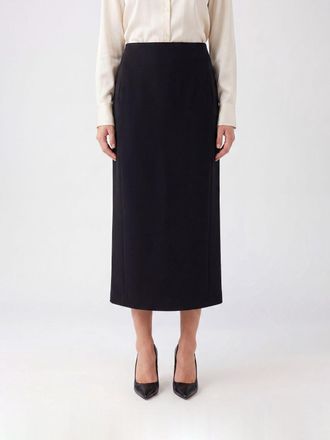 Khaite High-Waisted Midi Pencil Skirt with Side Zip Closure